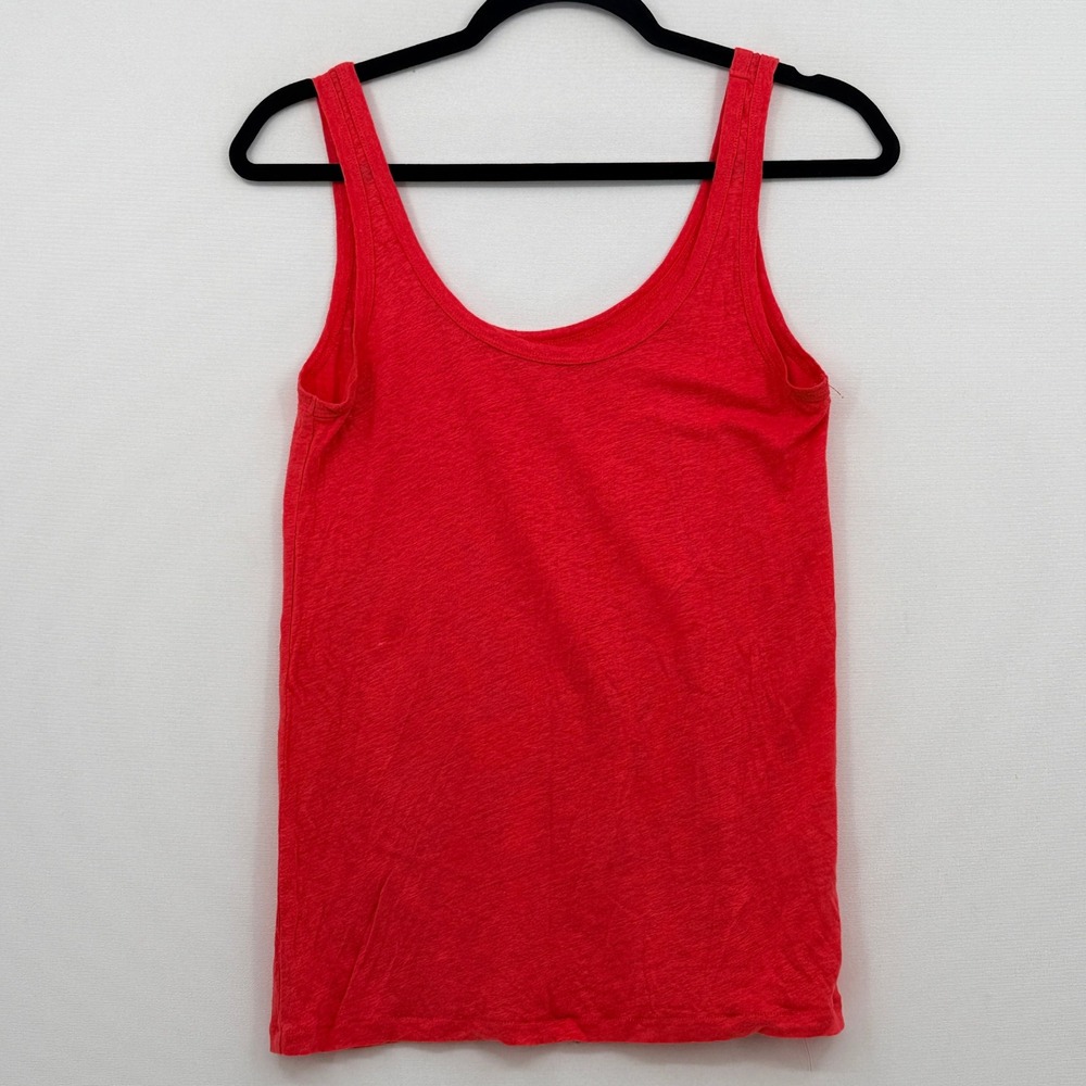 J.Crew Tank Top Womens Small Coral Pink 100% Linen Scoop Neck Casual Minimalist